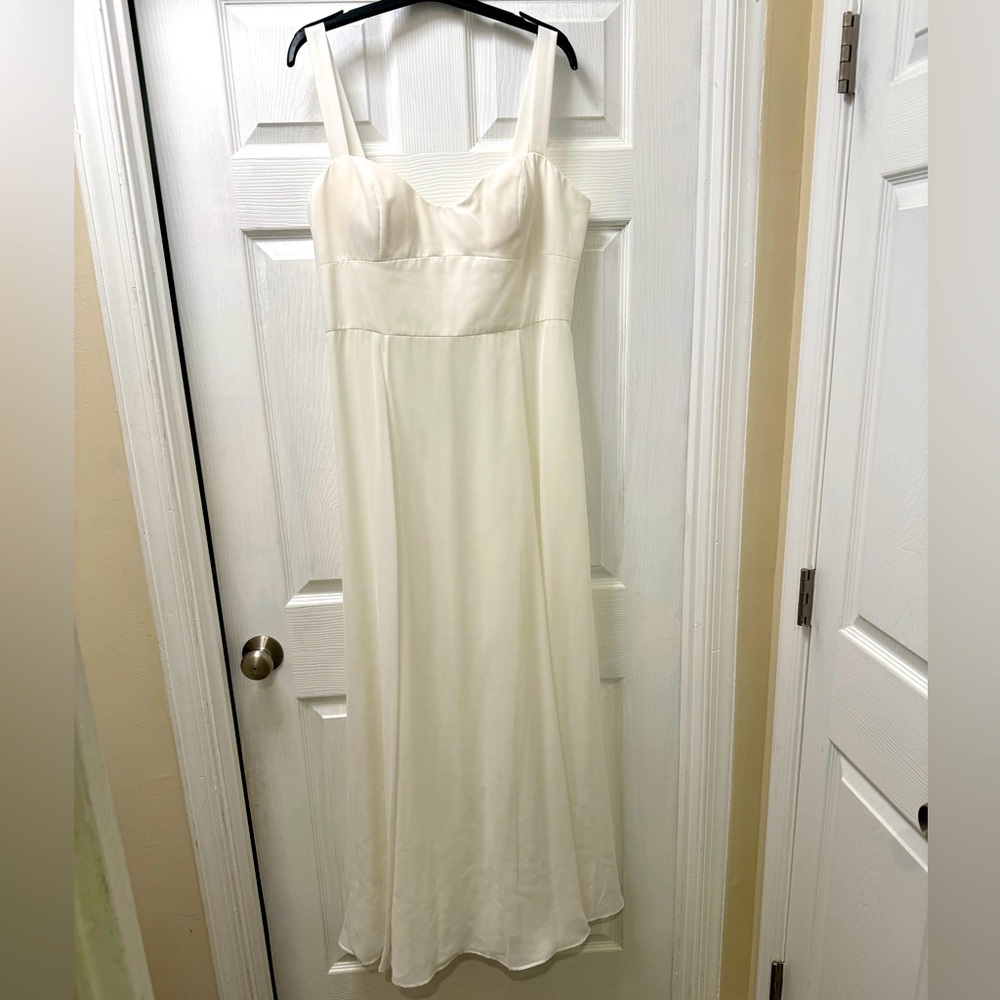 Jenny Yoo Lux Chiffon Winter White Dress (size 14)